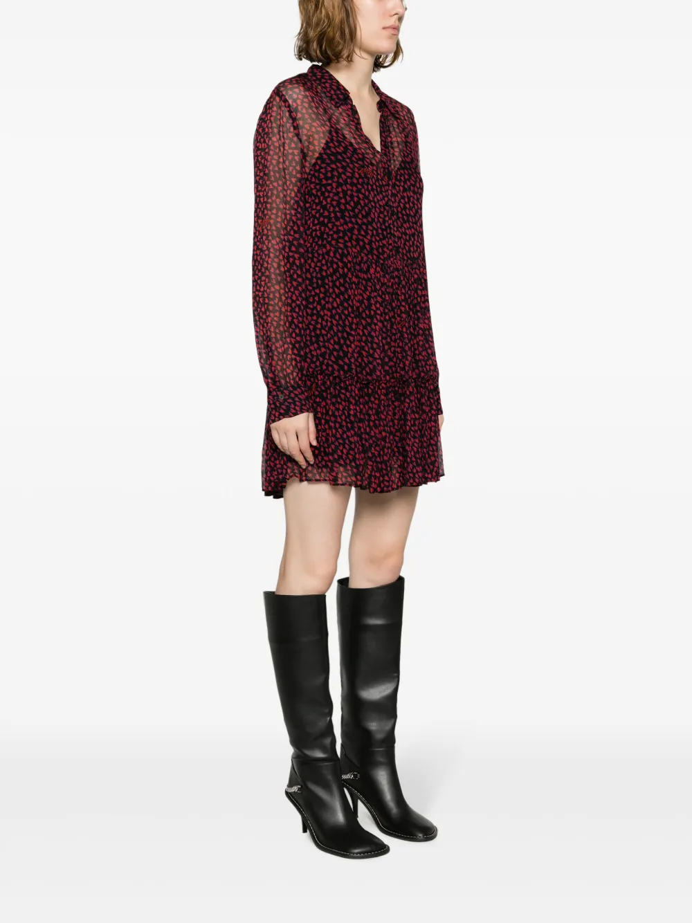 ZADIG & VOLTAIRE RAZYELE CRUSH-PATTERN CREPE MINIDRESS