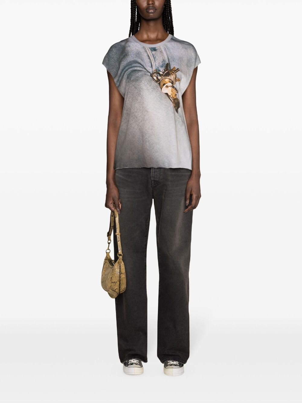 Shop Zadig & Voltaire Cecilia Key-print T-shirt In Grey