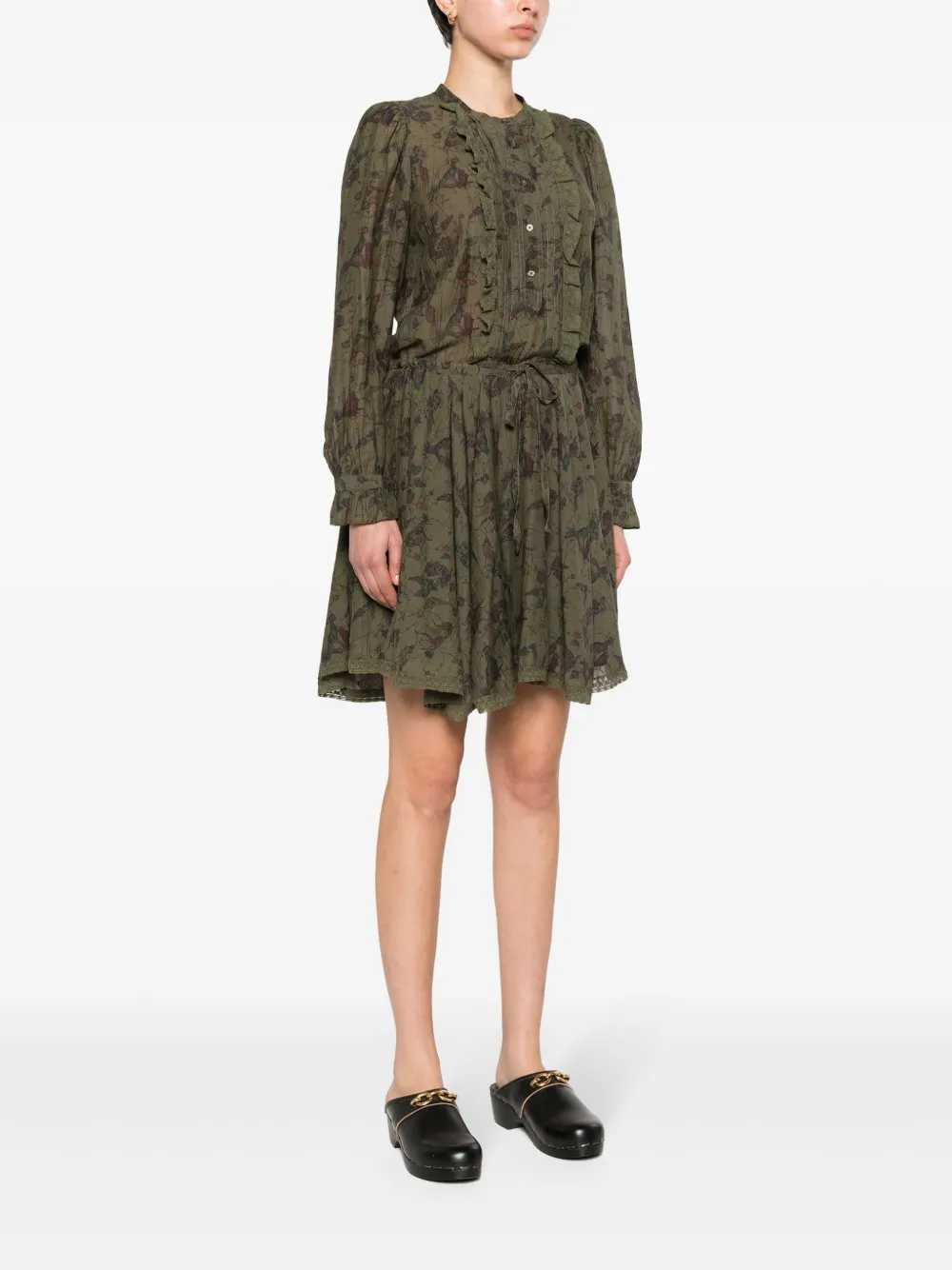 Shop Zadig & Voltaire Ranil Floral-print Mini Dress In 绿色