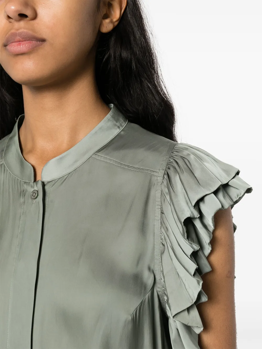 Zadig & Voltaire Tiza Ruched-detailed Shirt In Green