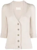 Zadig&Voltaire Betsy jewels-buttons ribbed-knit cardigan - Neutrals
