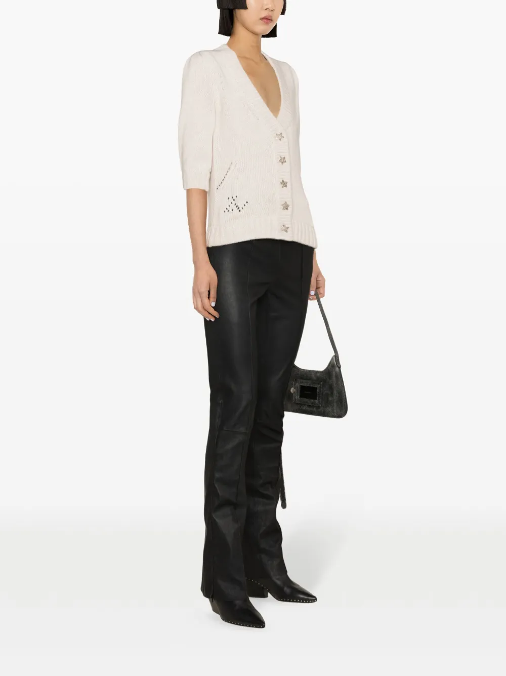 Shop Zadig & Voltaire Betsy Jewels-buttons Ribbed-knit Cardigan In Neutrals