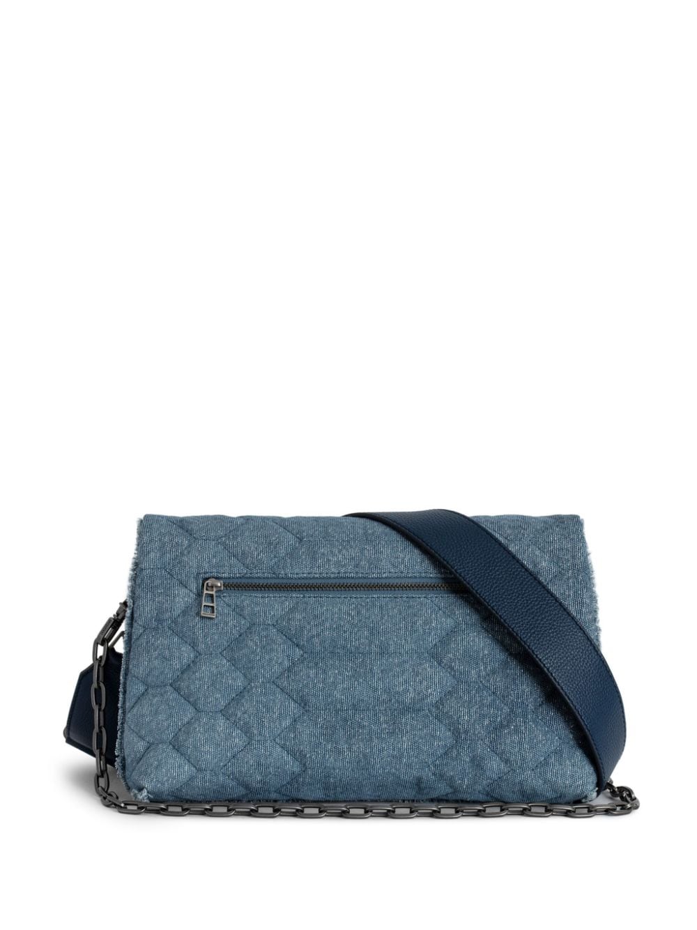 Shop Zadig & Voltaire Xl Rocky Quilted Denim Shoulder Bag In Blue