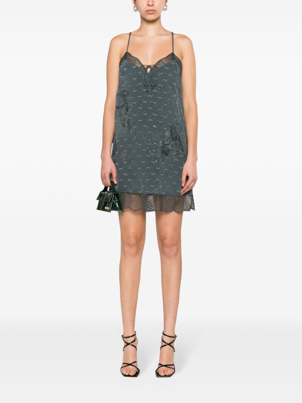 Shop Zadig & Voltaire Calissa Wings-jacquard Minidress In 灰色