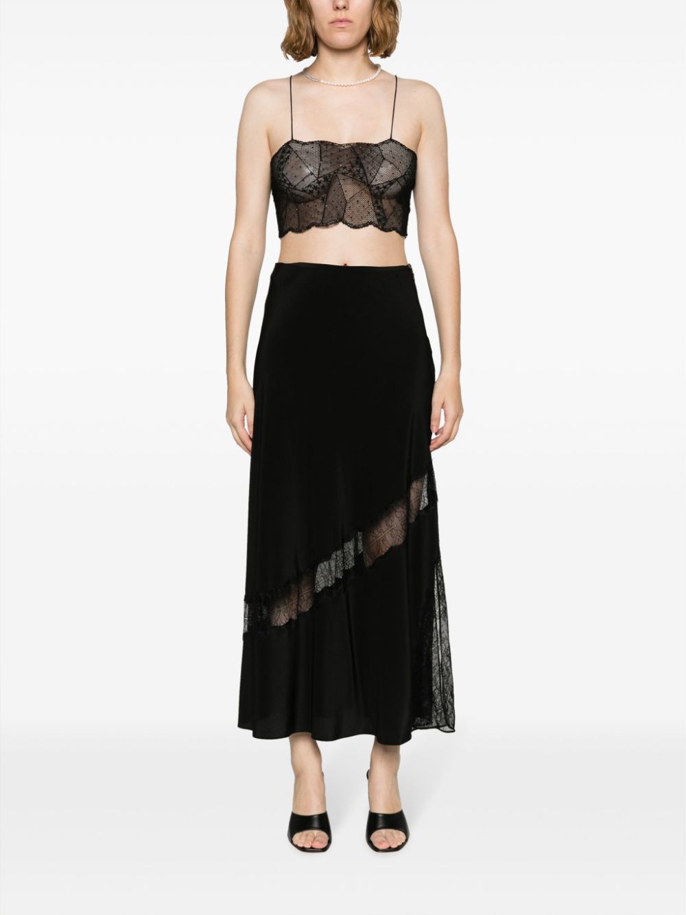 Shop Zadig & Voltaire Cariana Rhinestone-embellished Lace Top In Schwarz