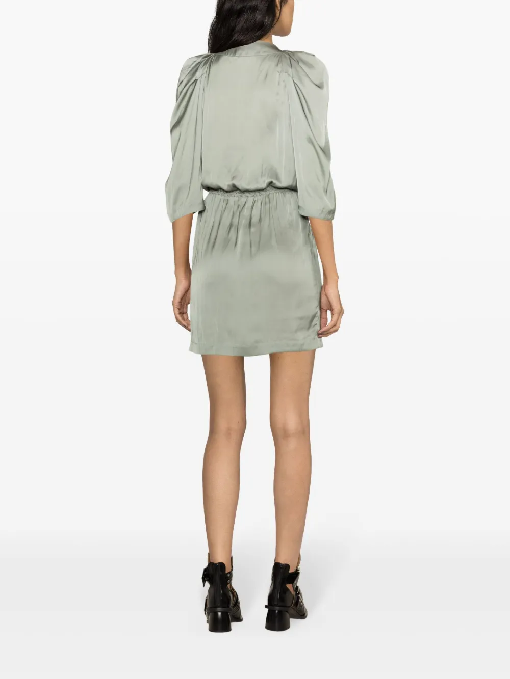 Shop Zadig & Voltaire Ruz Satin Minidress In Green