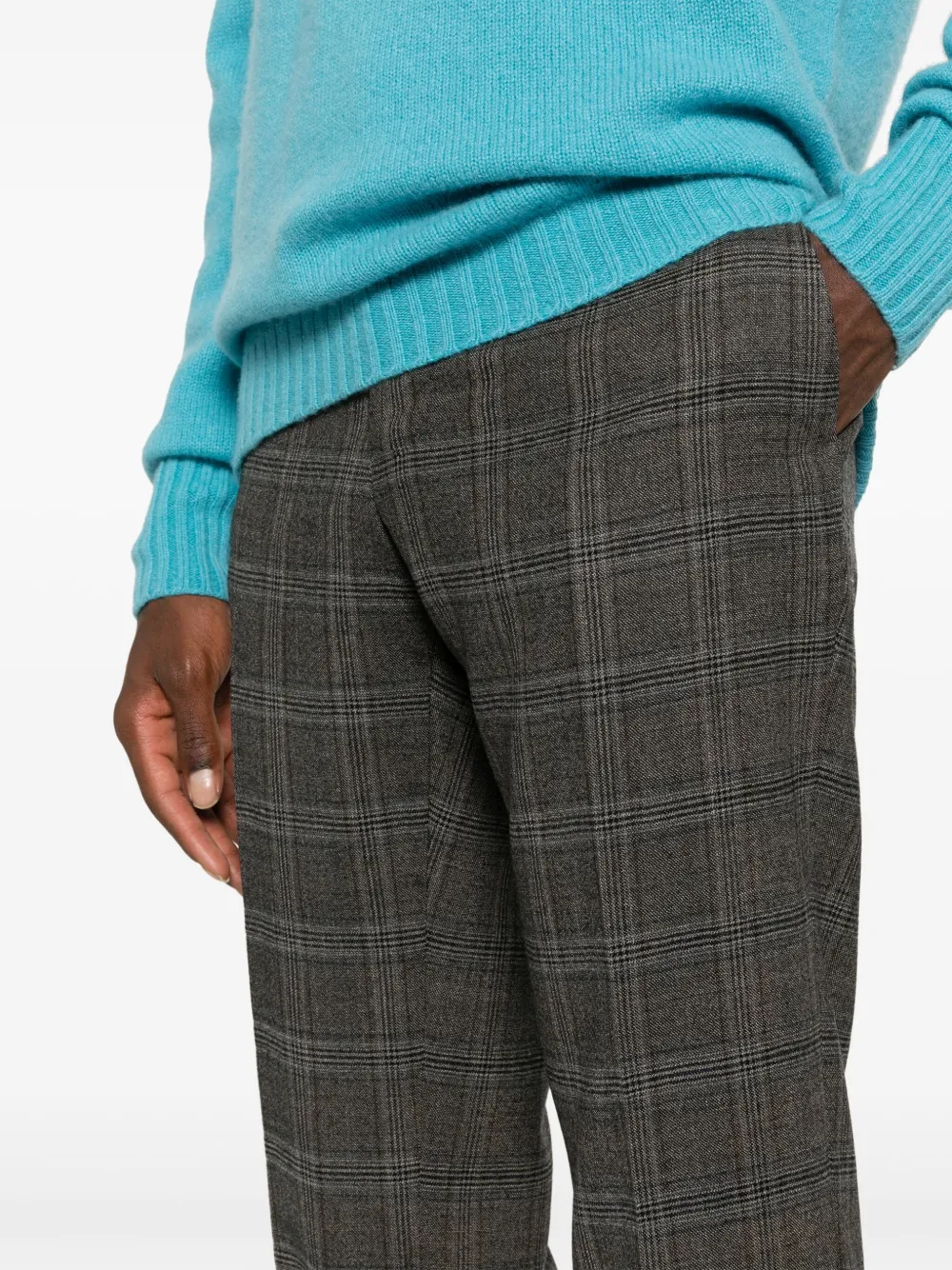 PT Torino Geruite pantalon Grijs