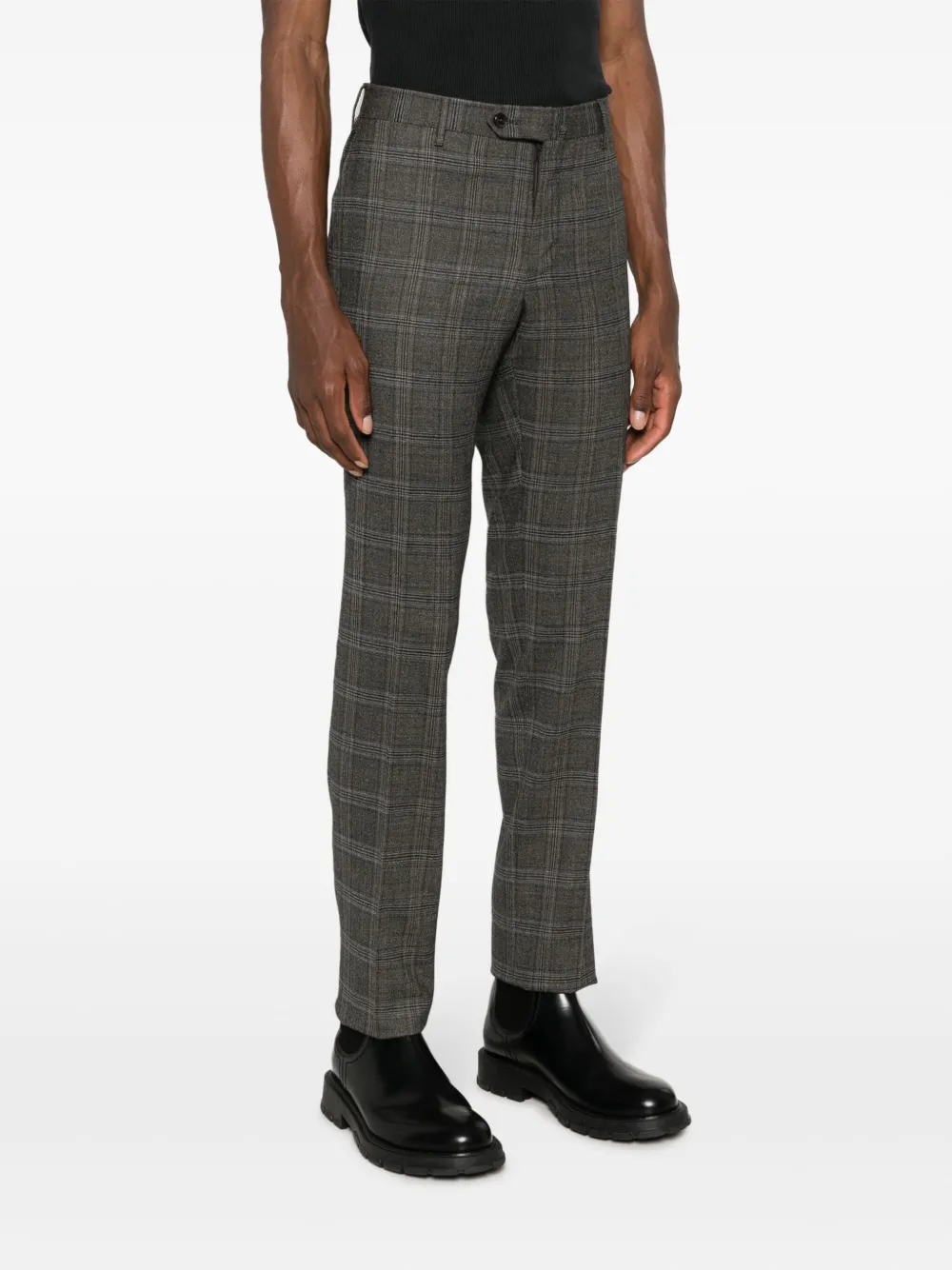 PT Torino Geruite pantalon Grijs