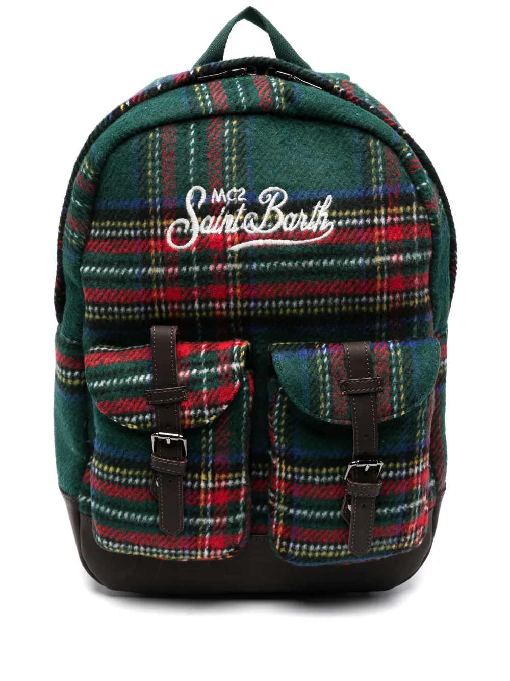 Cody logo-embroidered tartan backpack