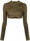 CONCEPTO long-sleeve hooded crop top - Green