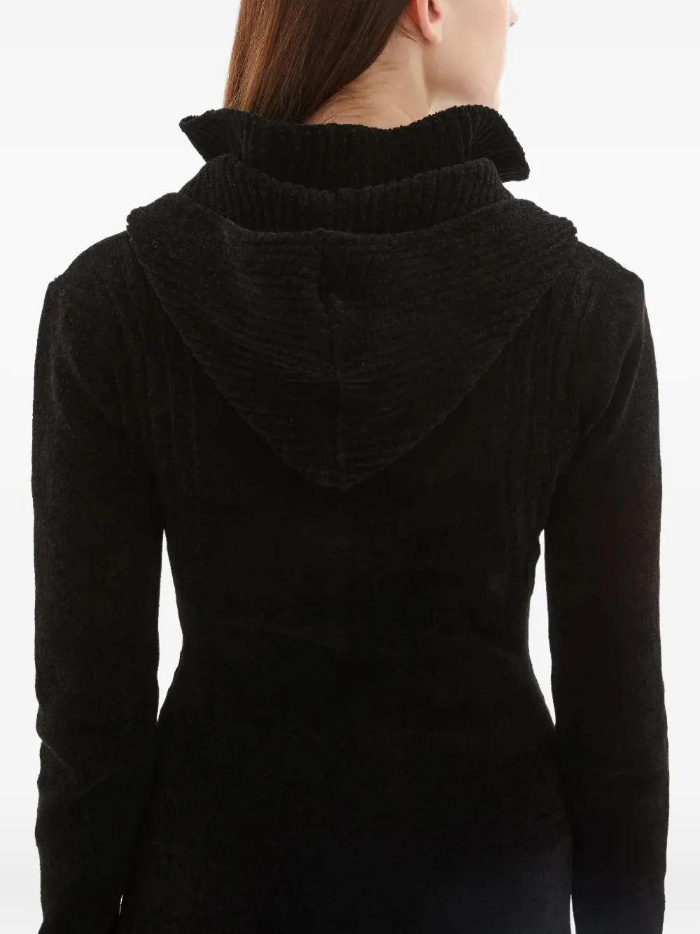 Ottolinger Hooded Zip-front Mini Dress In Black