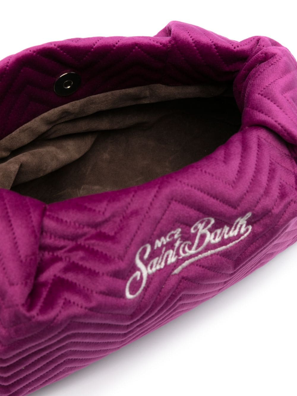 Shop Mc2 Saint Barth Logo-embroidered Quilted Velvet Pouch In Purple