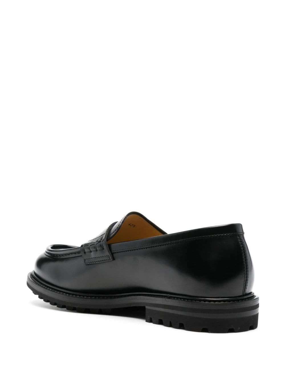 Shop Henderson Baracco Polished Leather Penny Loafers In Black
