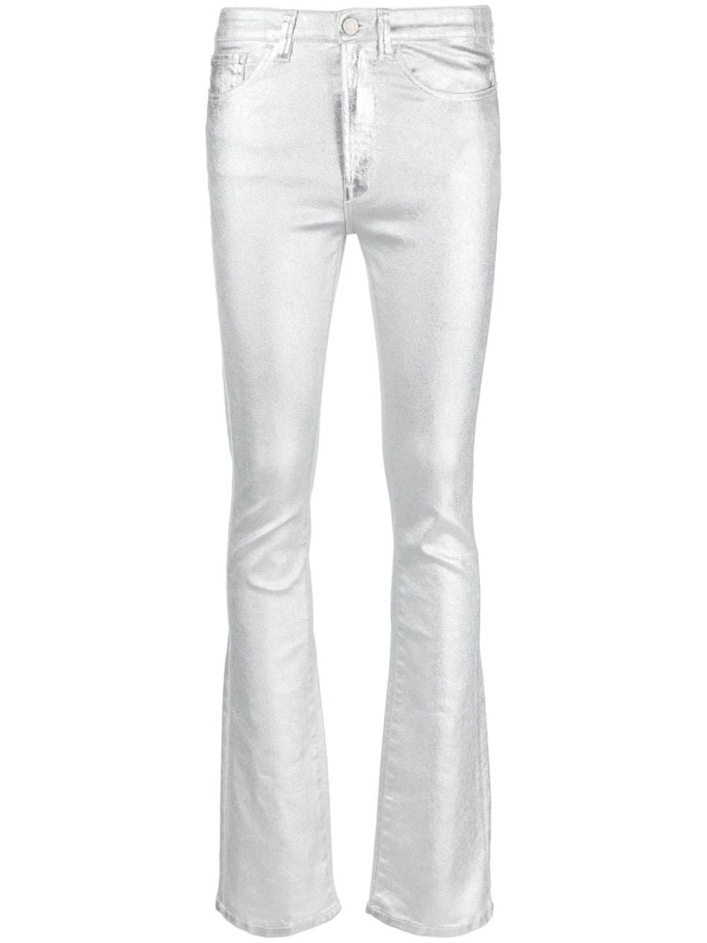 Shop 3x1 Coated-finish Straight-leg Jeans In Silver