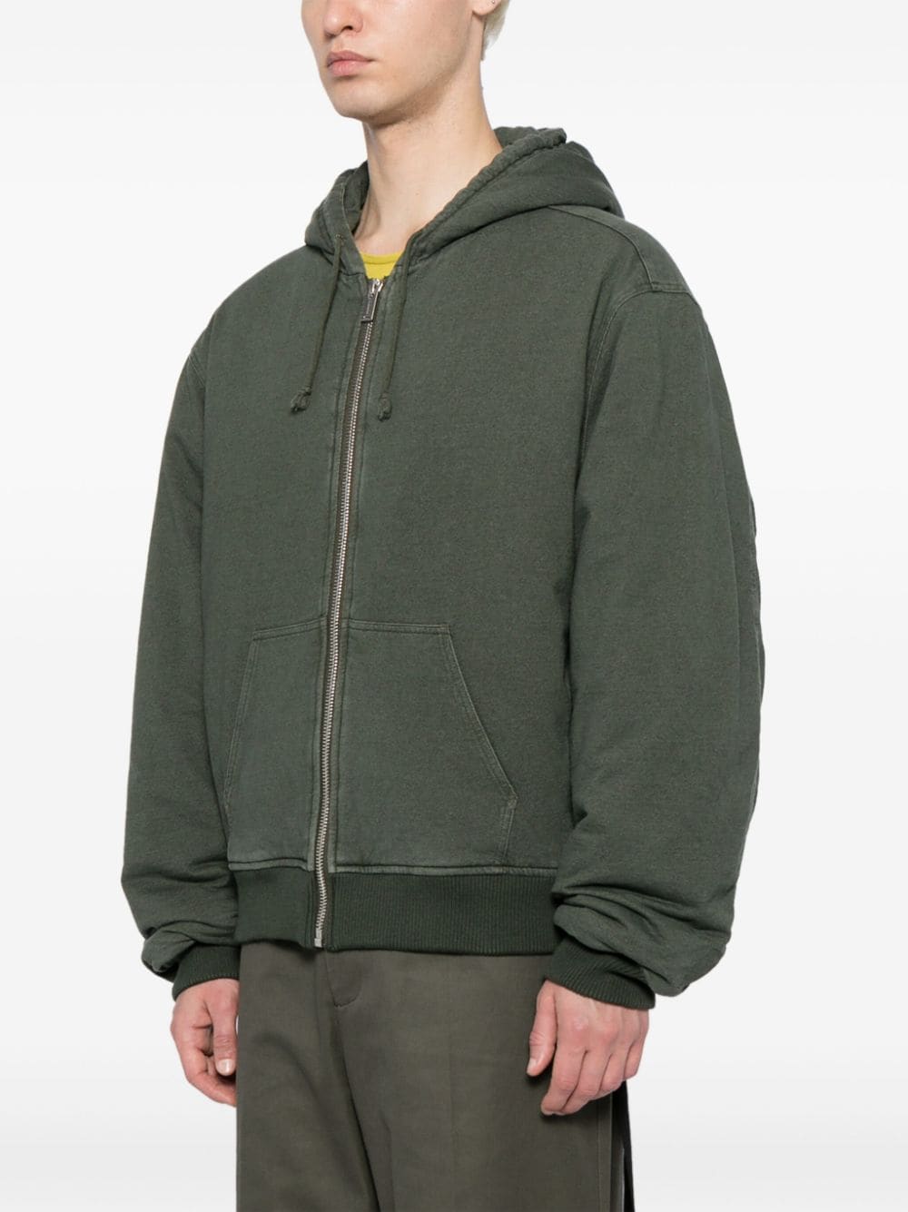 Shop Holzweiler Loken Padded Zip-up Hoodie In Green