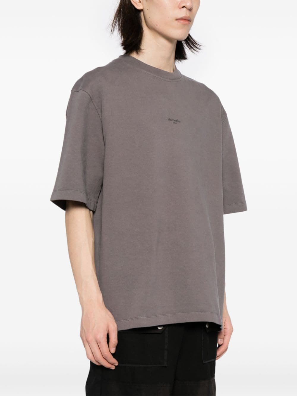 Shop Holzweiler Logo-print Organic Cotton T-shirt In Grey