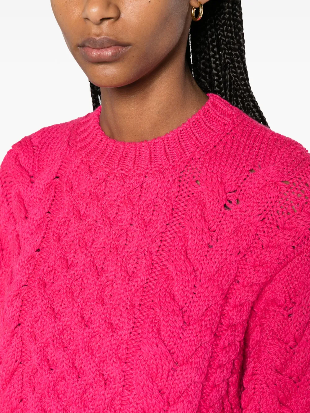 Shop Marant Etoile Jake Cable-knit Jumper In Pink