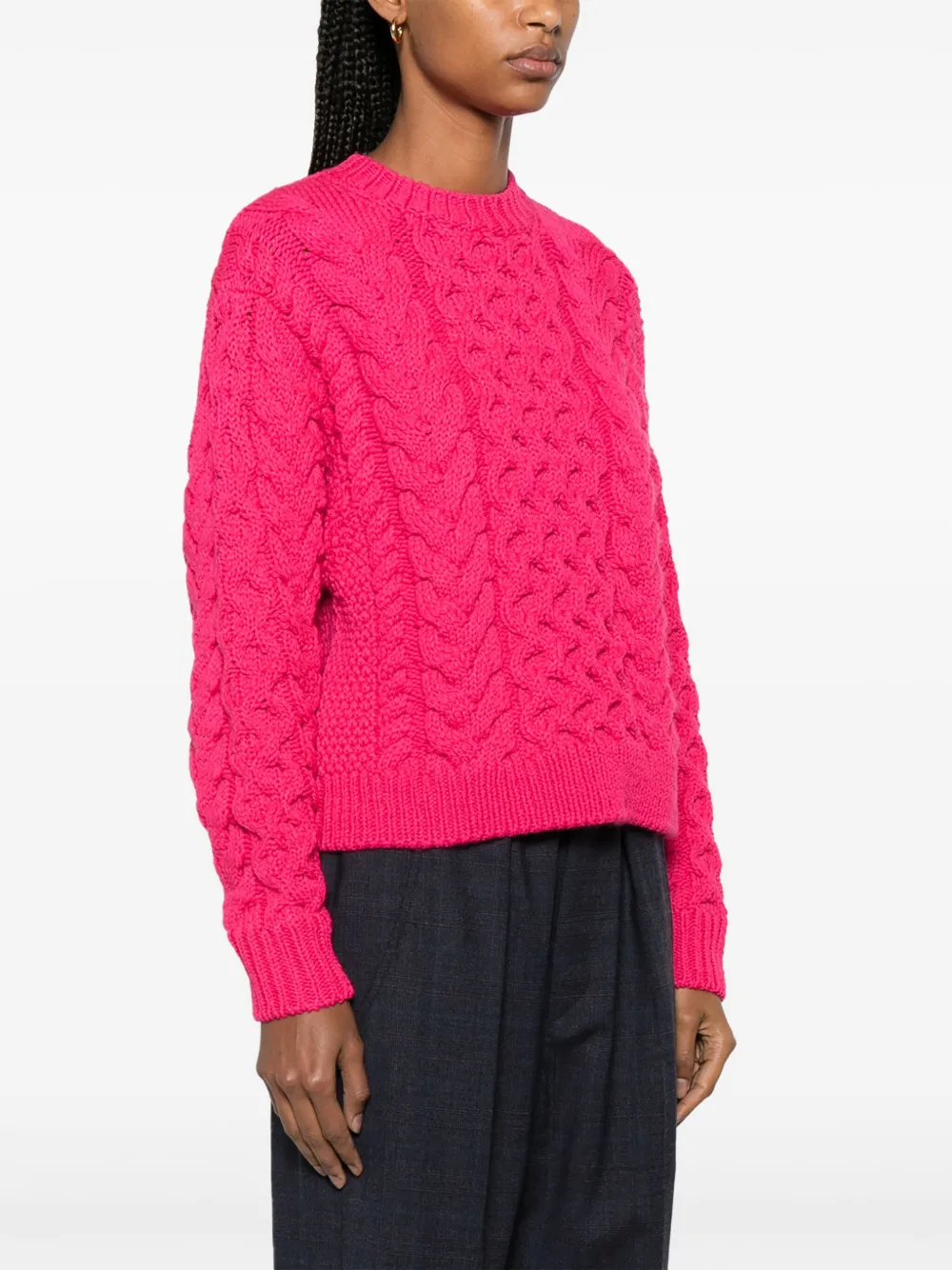 Shop Marant Etoile Jake Cable-knit Jumper In Pink