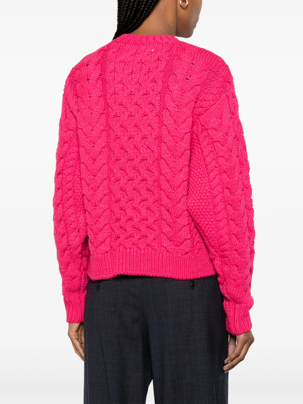 Shop Marant Etoile Jake Cable-knit Jumper In Pink