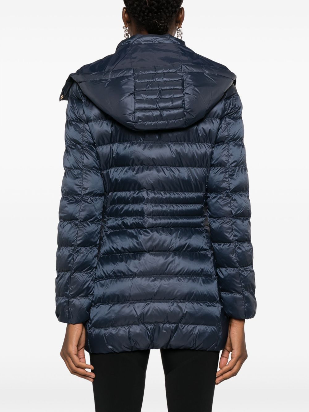 Shop Ea7 Logo-print Hooded Padded Coat In Blue