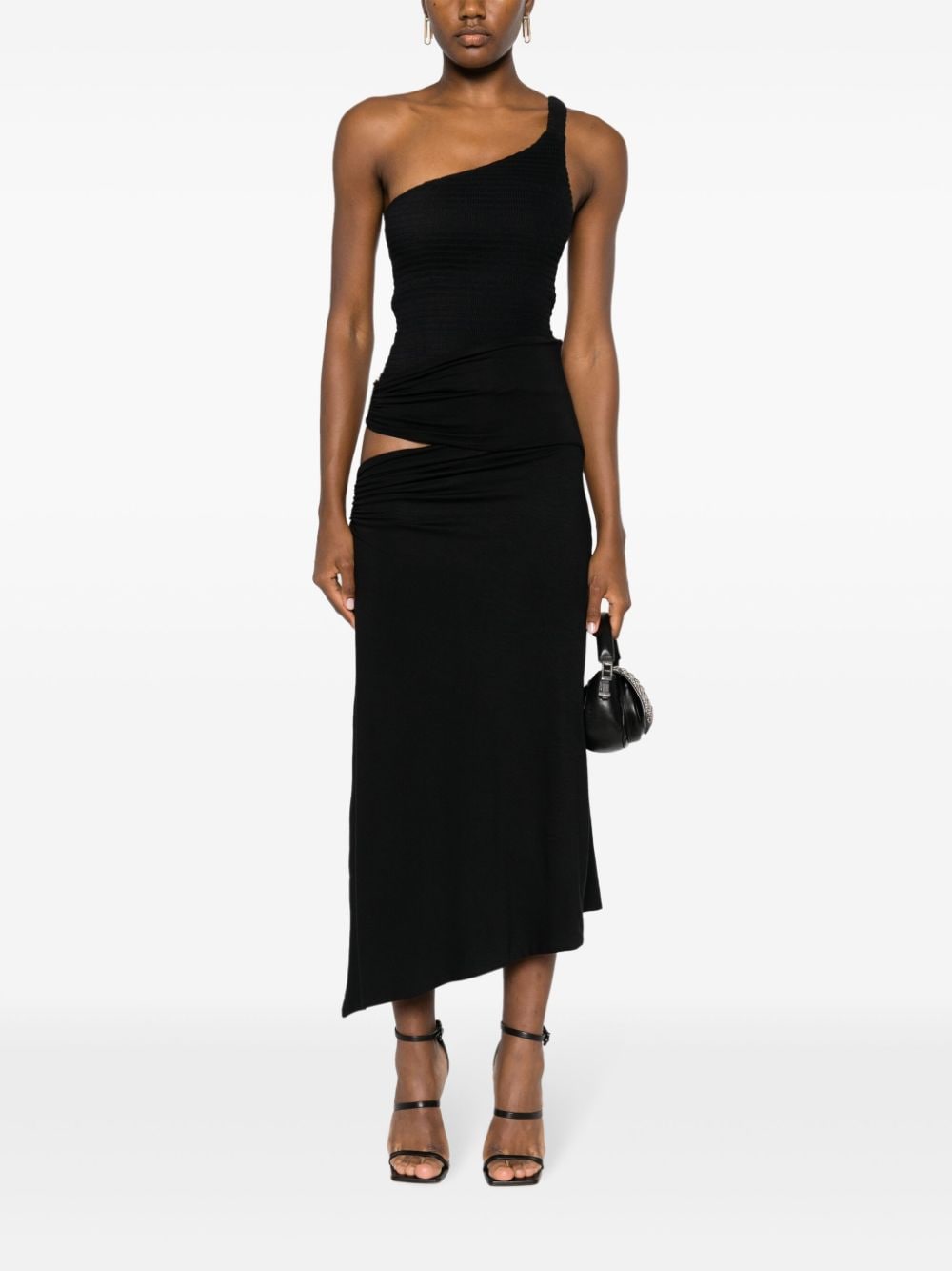 Shop Concepto Asymmetric Cut-out Maxi Skirt In Black