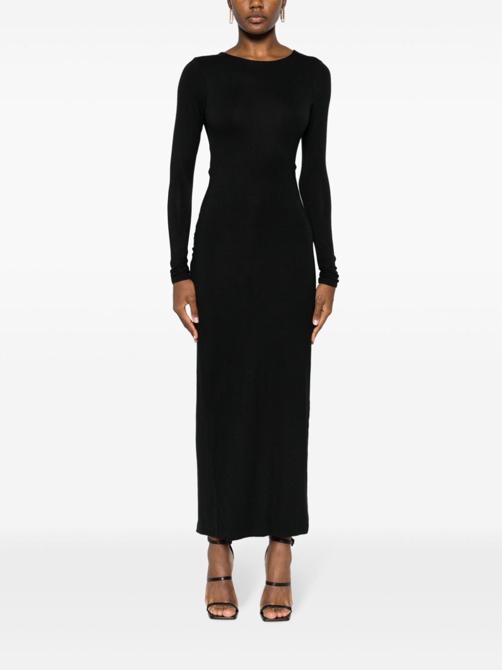 Shop Concepto Cut-out Gathered Maxi Dress In Black