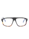 TOM FORD Eyewear oversize-frame tortoiseshell-effect glasses - Black