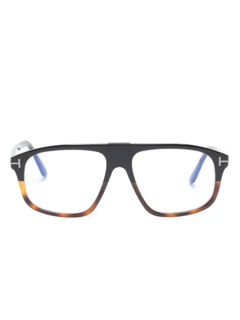 TOM FORD Eyewear oversize-frame tortoiseshell-effect glasses
