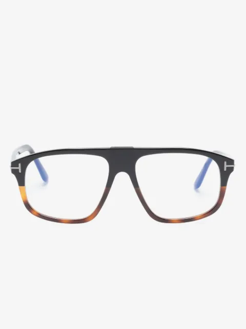 TOM FORD Eyewear lunettes de soleil oversize à effet écailles de tortue