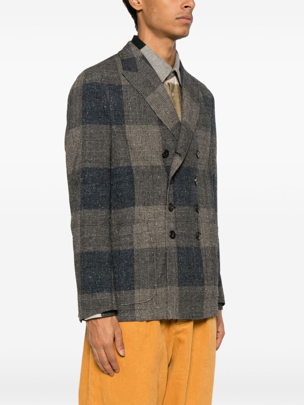 PRINCE-OF-WALES 格双排扣西装夹克