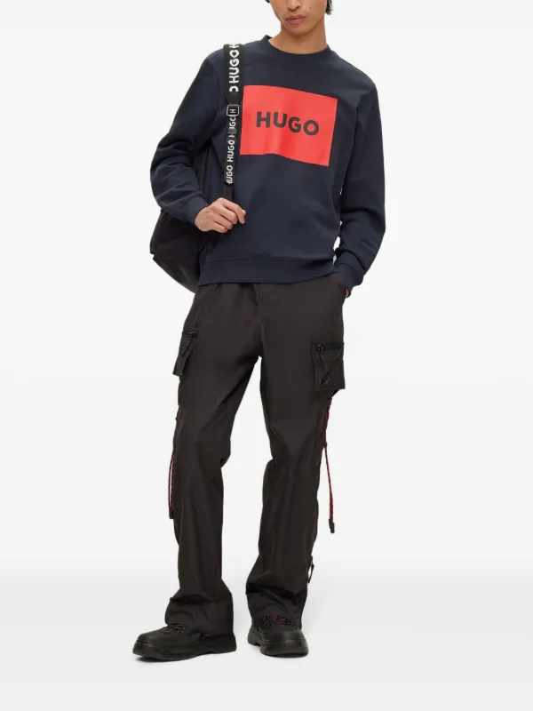 HUGO Duragol Frottee-Sweatshirt Mit Logo-Print Blau FARFETCH AT