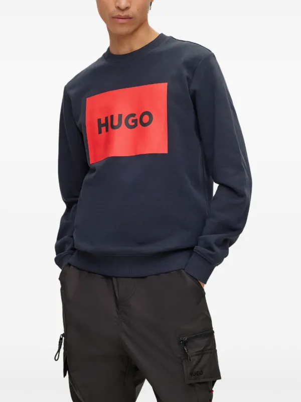 HUGO Duragol logo-print cotton-terry Sweatshirt Blue FARFETCH BH