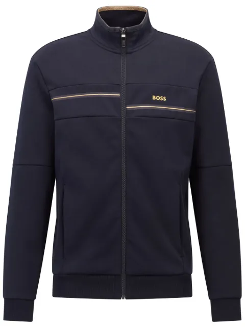 BOSS sudadera con logo y cremallera