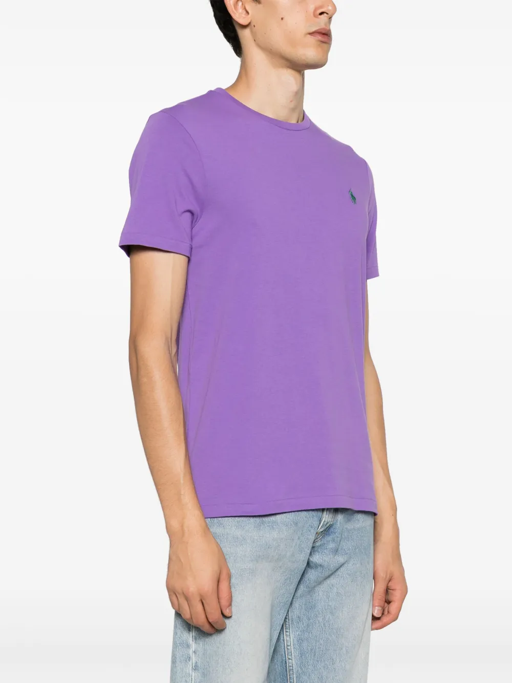 Shop Polo Ralph Lauren Polo Pony-embroidered Cotton T-shirt In Purple