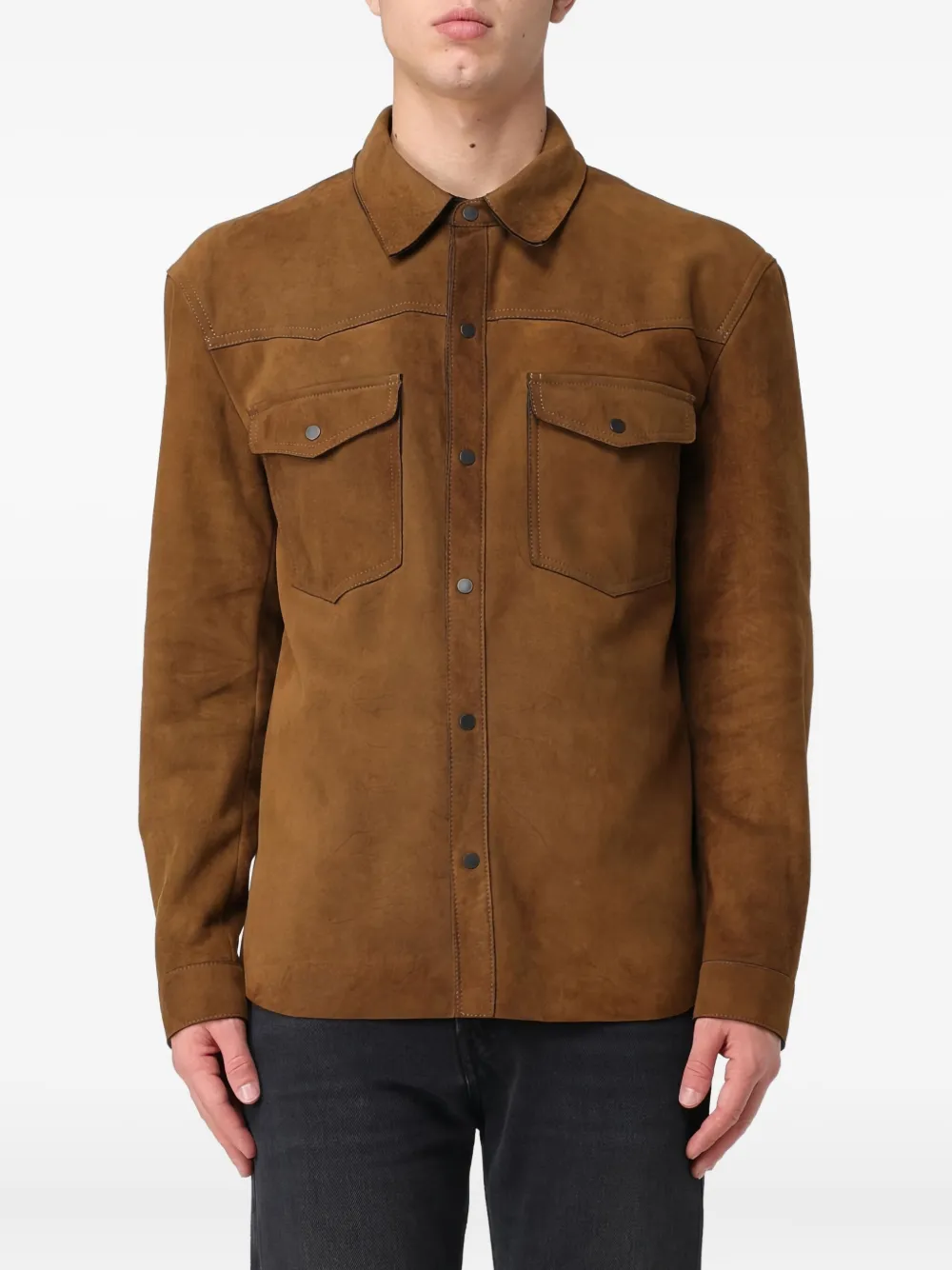 Salvatore Santoro Suède overhemd met dubbele zak Bruin