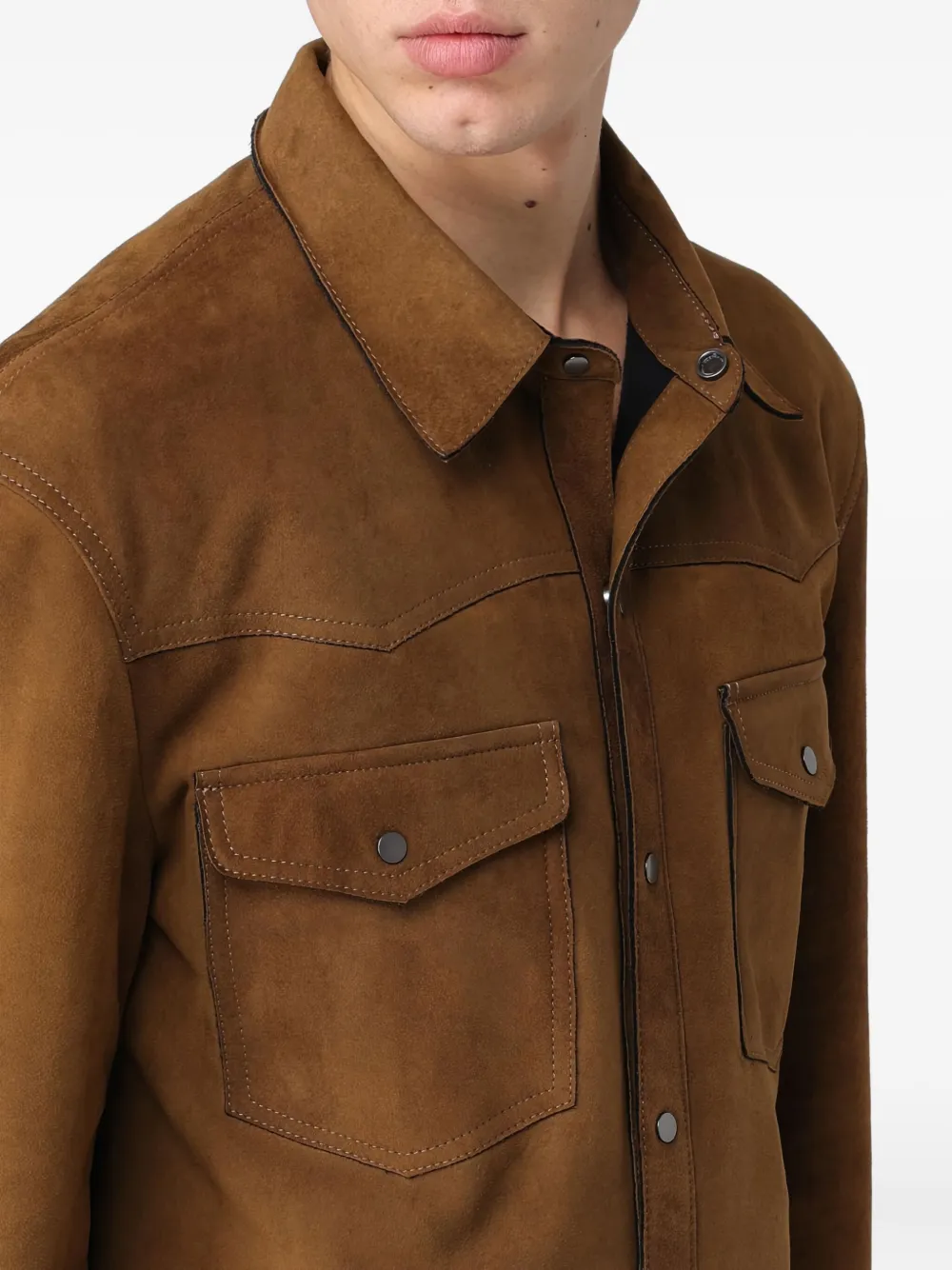 Salvatore Santoro Suède overhemd met dubbele zak Bruin