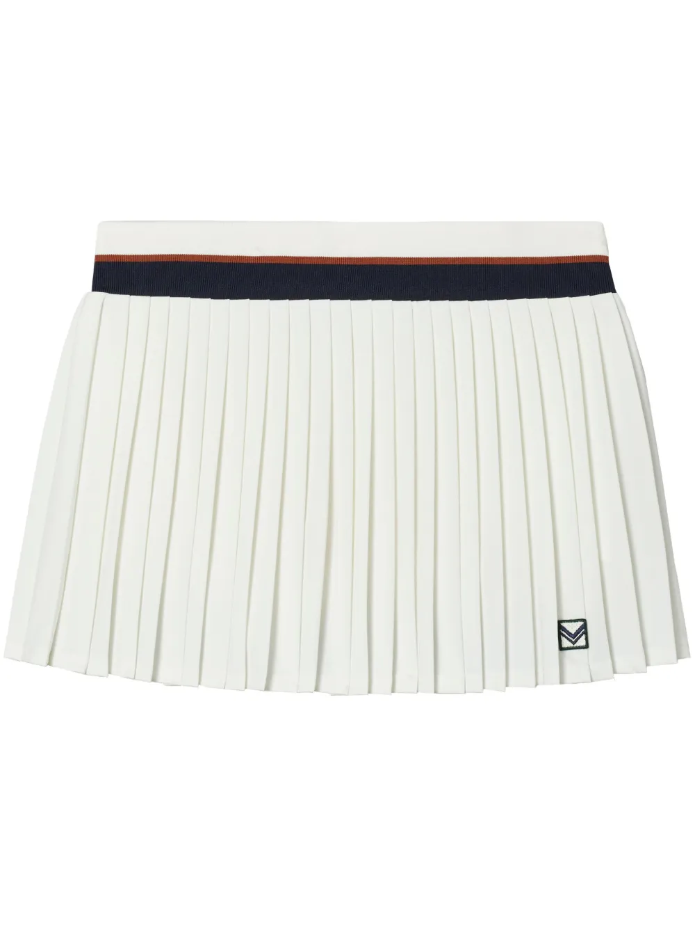 Tory Burch Logo-patch Plissé Miniskirt In White