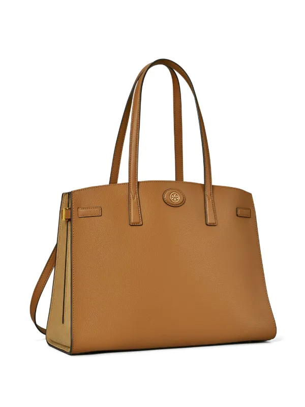 Tory Burch Robinson Pebbled Leather Tote Bag - Brown