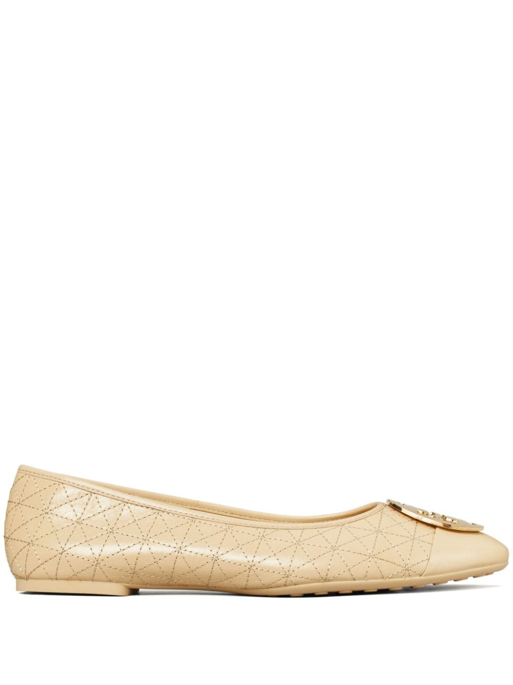 Shop Tory Burch Claire Quilted Ballerina Shoes In Neutrals