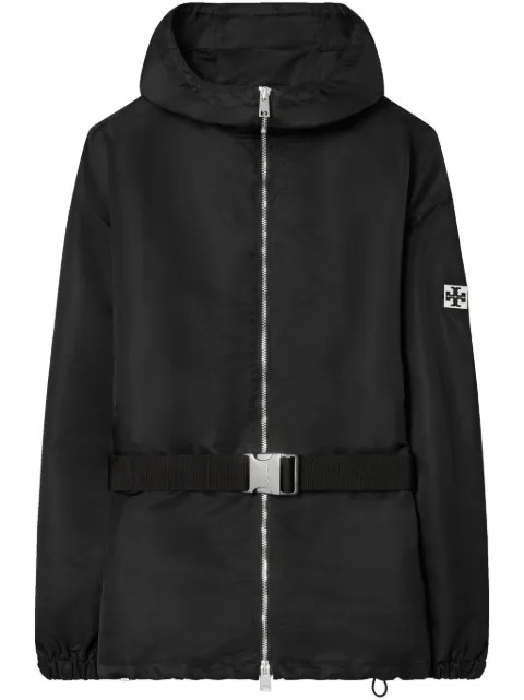Tory Burch chamarra con capucha y aplique del logo