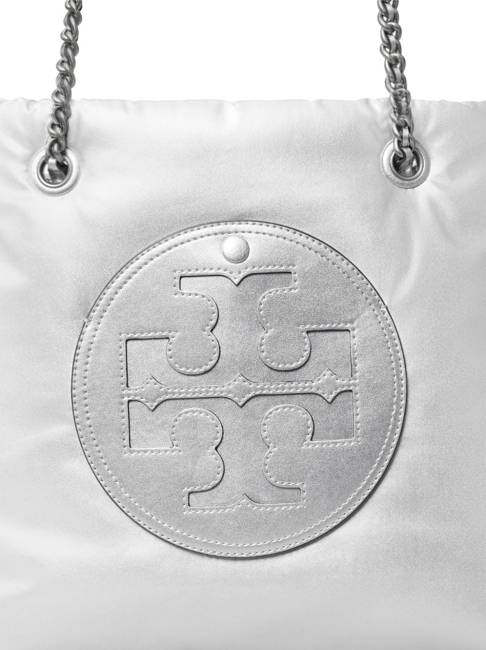 Shop Tory Burch Ella Logo-plaque Tote Bag In Silver