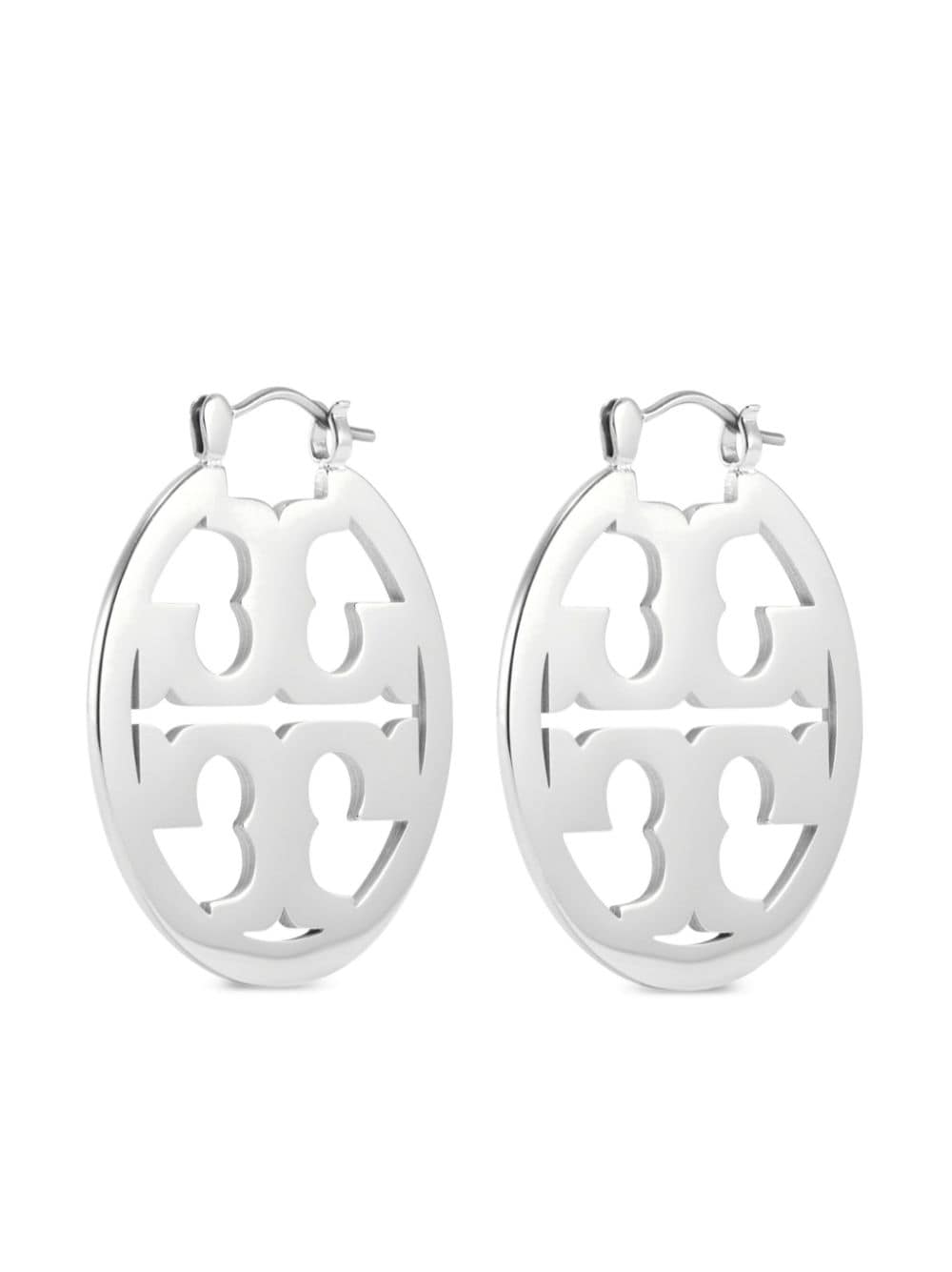 Shop Tory Burch Miller Polished-finish Earrings In Silver