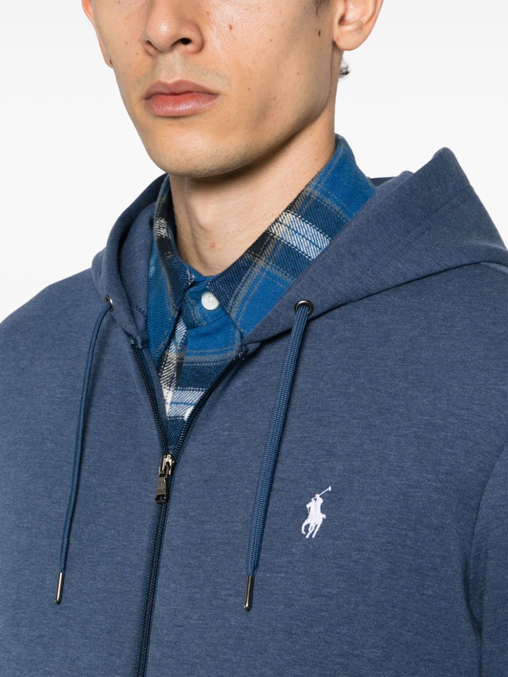 Shop Polo Ralph Lauren Polo Pony-embroidered Zip-up Hoodie In Blue