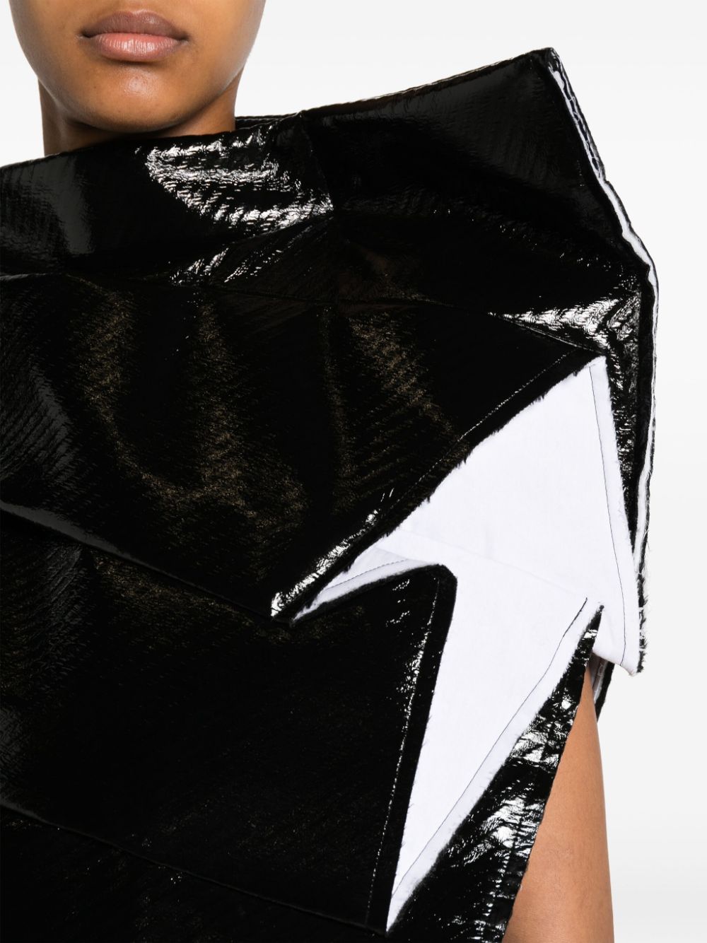 Shop Comme Des Garçons Deconstructed Faux-leather Vest In Black
