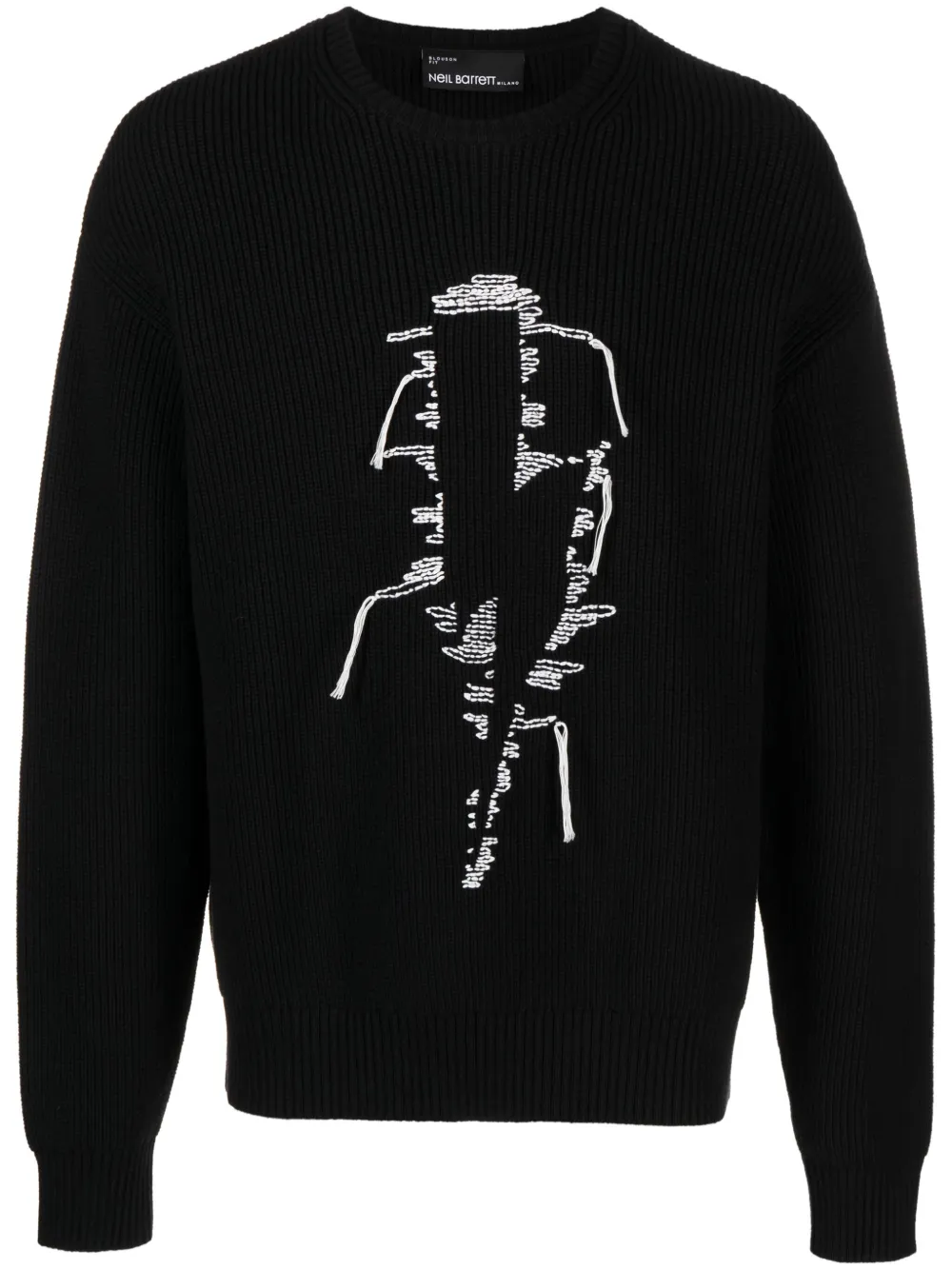 Neil Barrett Bolt-motif Cotton-blend Jumper In Black