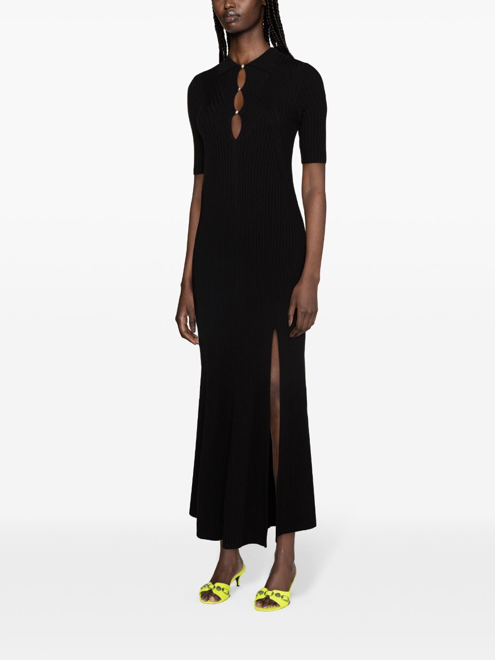 Shop Zadig & Voltaire Lysa Ribbed-knit Maxi Dress In 黑色