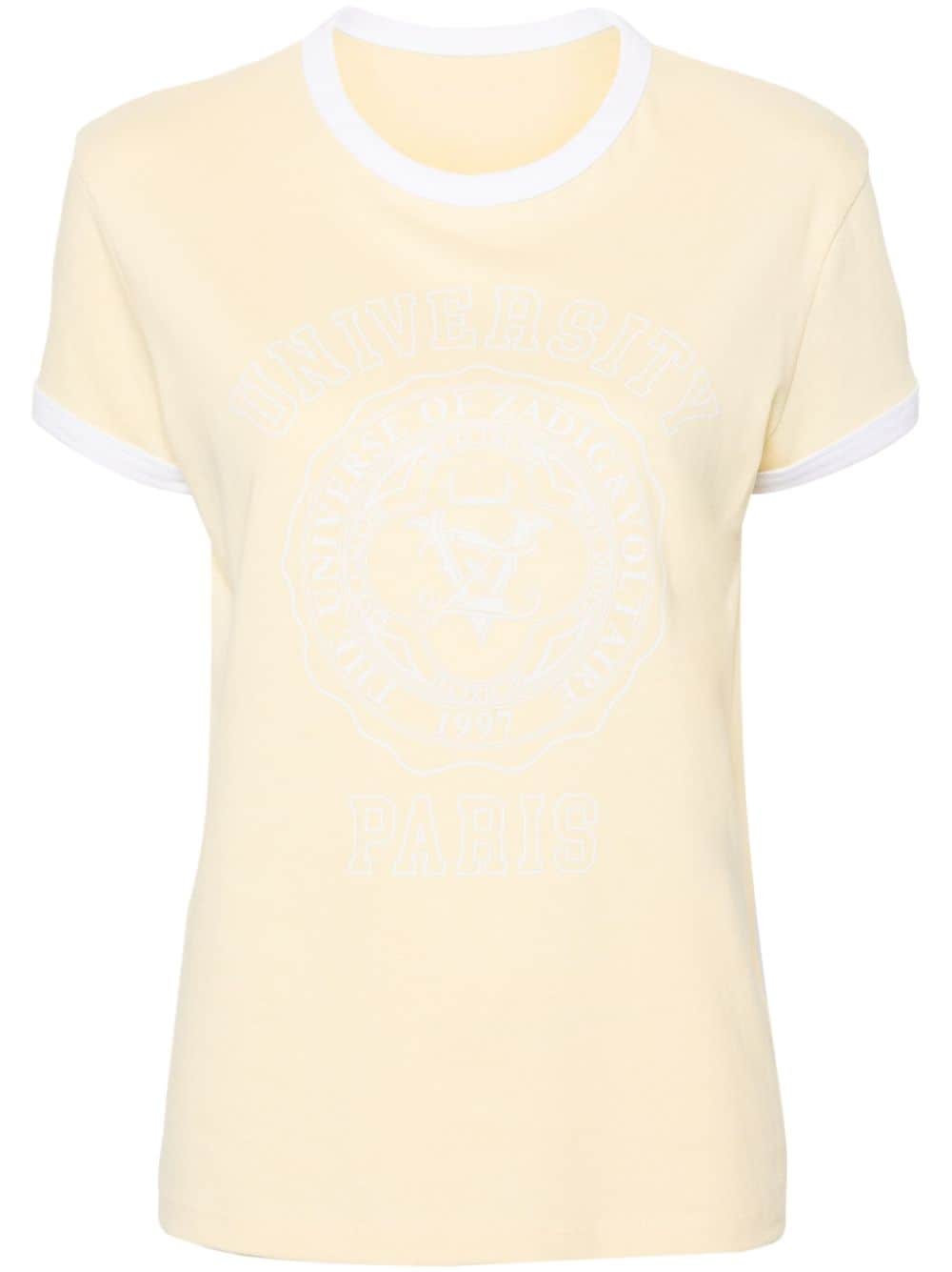 Zadig & Voltaire Walk University Diamanté T-shirt In Yellow