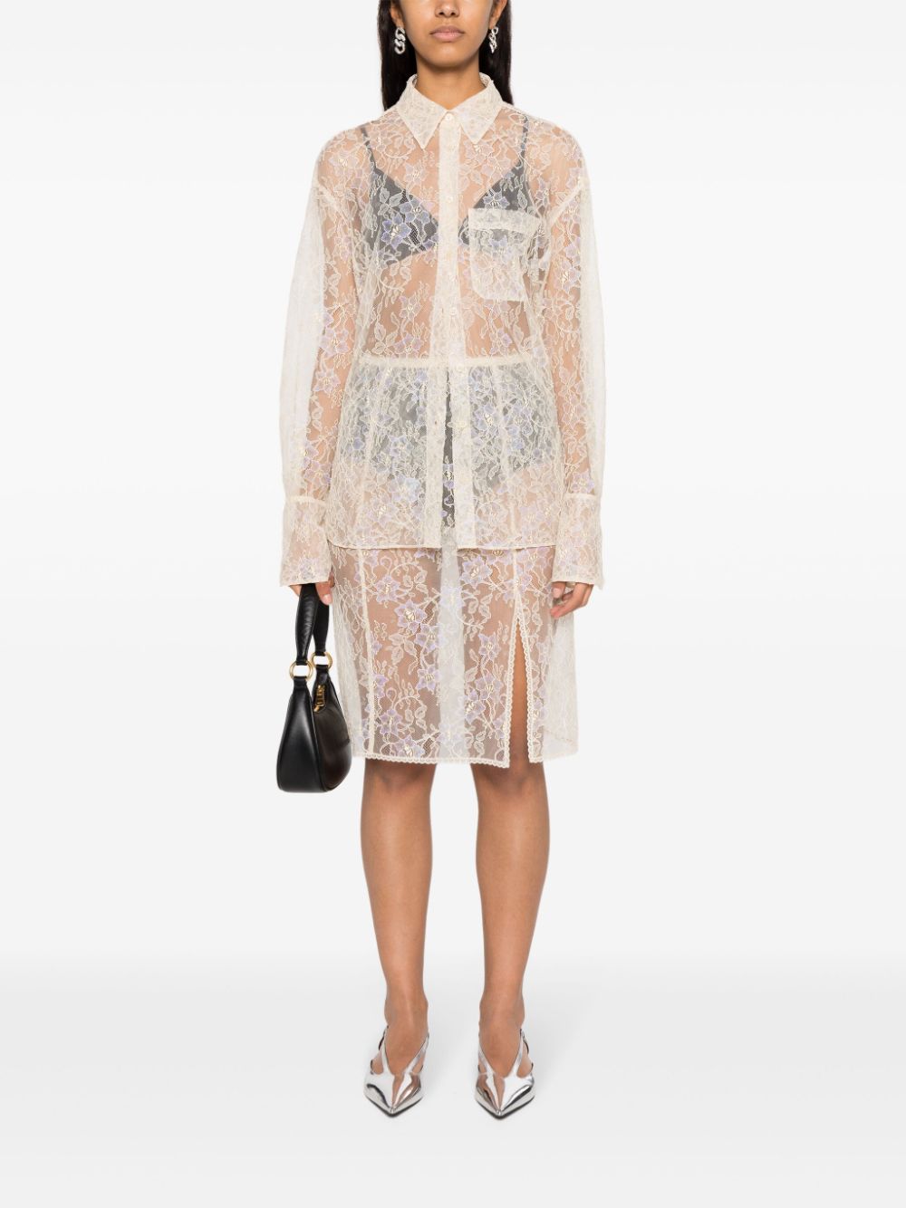 Shop Zadig & Voltaire Justicia Floral-lace Skirt In Neutrals