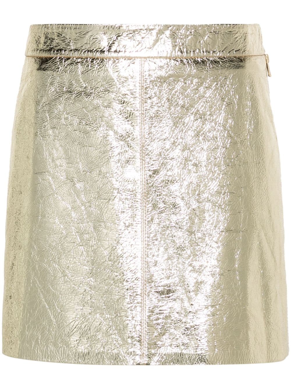 Shop Zadig & Voltaire Jinette Metallic Leather Skirt In Gold