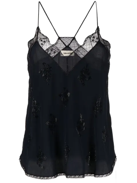 Zadig&Voltaire шелковый топ Christy со стразами